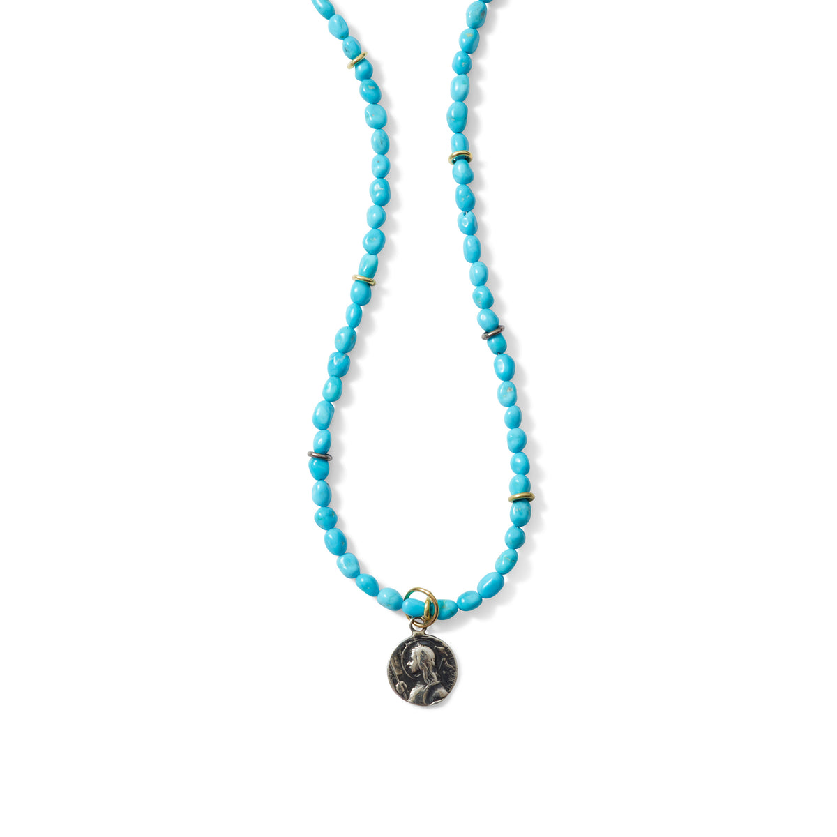 TURQUOISE NUGGET GOLD LINKS NECKLACE – Tina Negri Jewelry